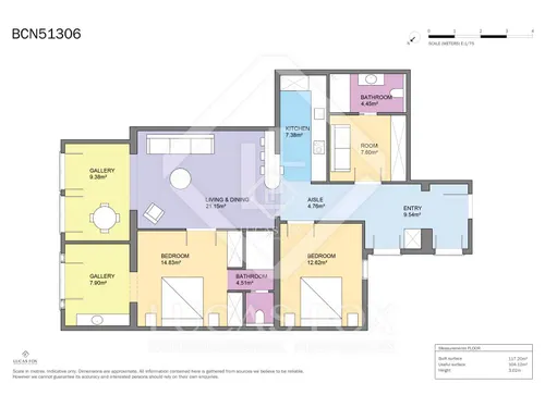 3 Bedrooms Apartment in Passeig de Gracia