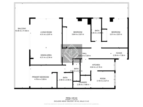 3 Bedrooms Apartment in Calle Ramon de Moncada