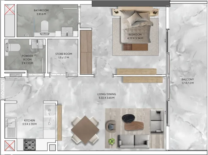 1 Bedroom Type 1A