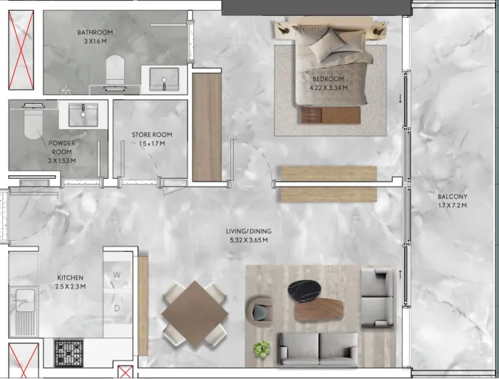 1 Bedroom – Type 1