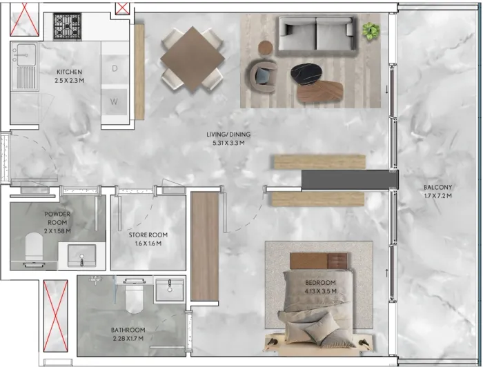 1 Bedroom – Type 2