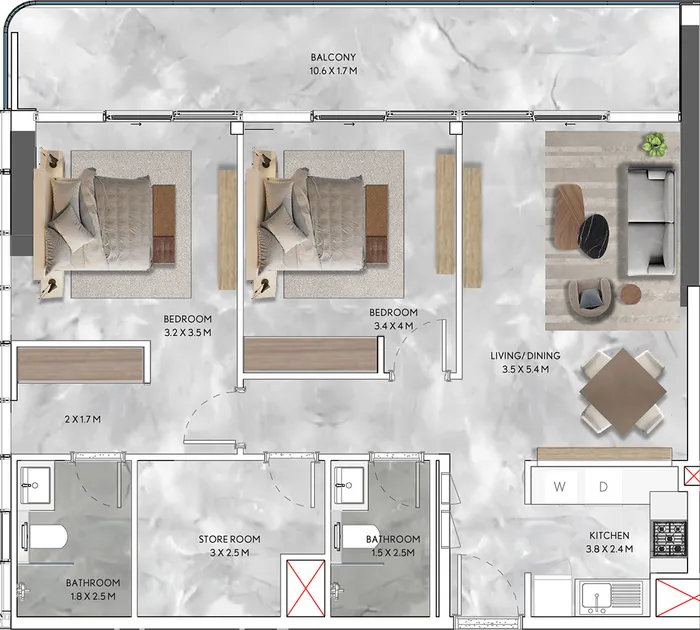 2 Bedroom Type 1 2 Bedroom Type 1